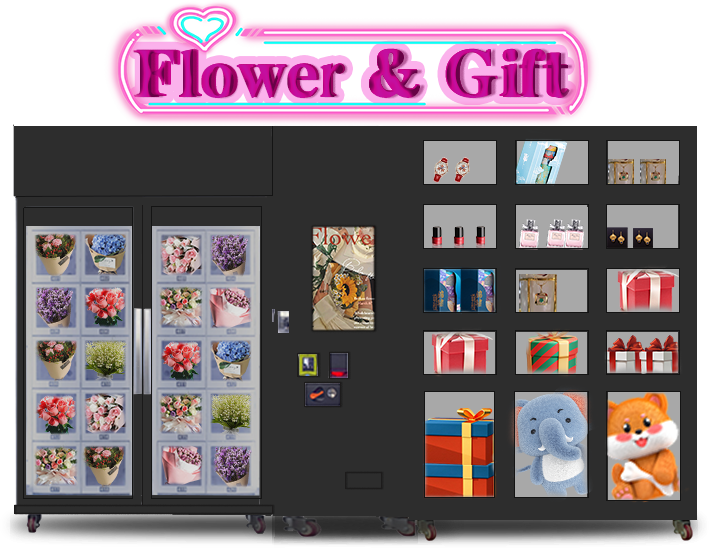 Fresh Flower vending machine with cooling locker keep flower fresh, locker size customizable, can sell Bouquet and gift